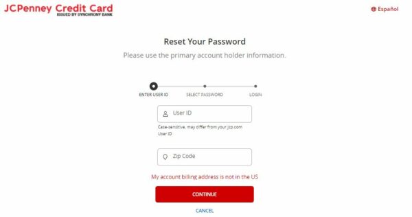 Forgot your JCPenney credit card User ID or password