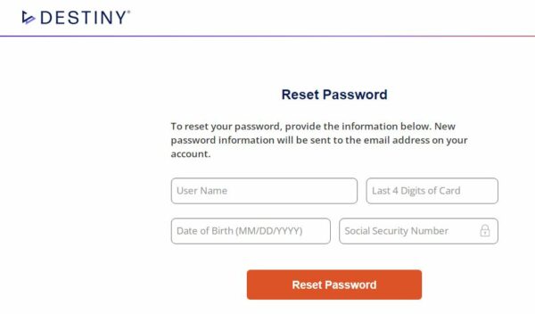  How to Reset Destiny Credit Card Password? Steps 