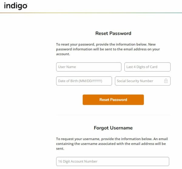  How to recover MyIndigoCard password & Username? 