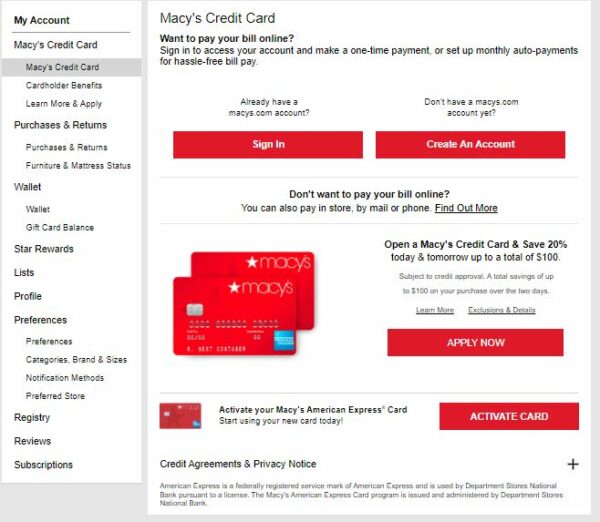 Macy’s Credit Card Payment Online
