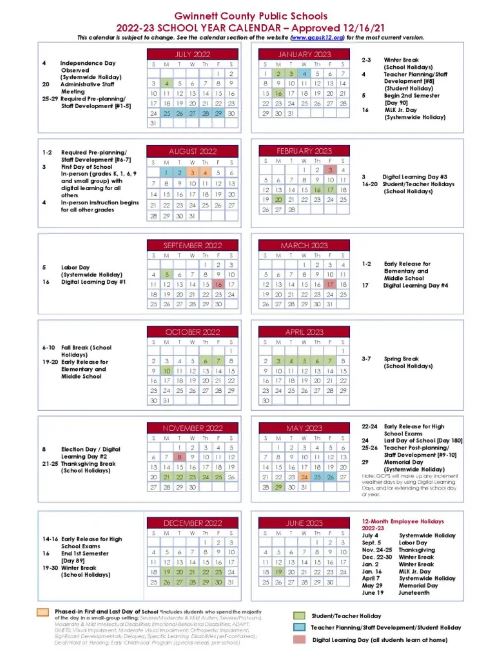 Gwinnett County School Calendar 2022-2023