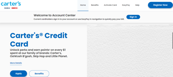 Register Carter’s Credit Card Online