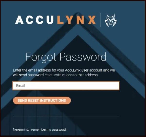 Forgot Password of Acculynx