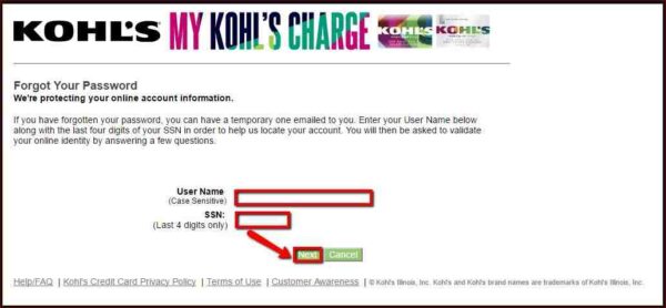Kohl’s Credit Card Login Forgot Username