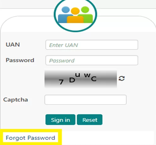 EPFO Password Reset