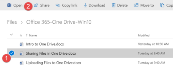 Sharing Files in OneDrive 
