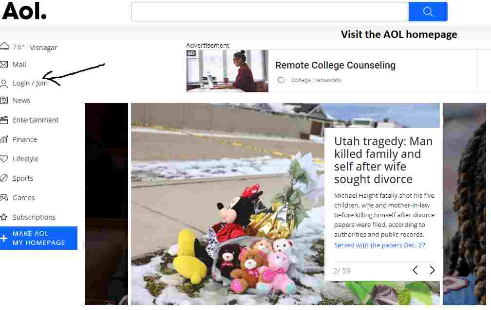 Visit the AOL homepage