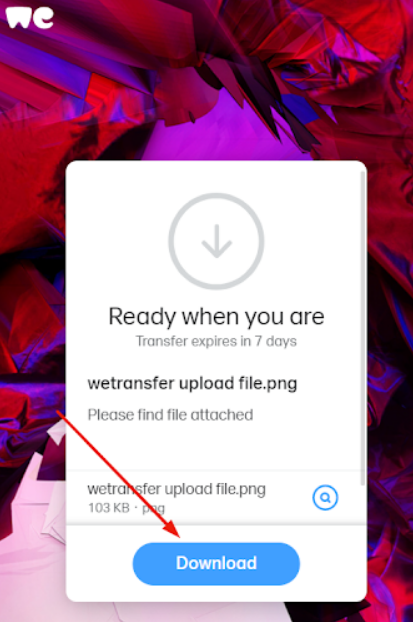 WeTransfer download page