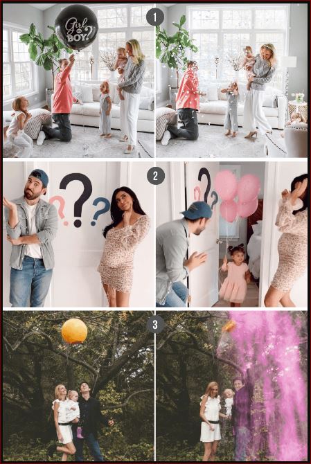 gender reveal with balloons