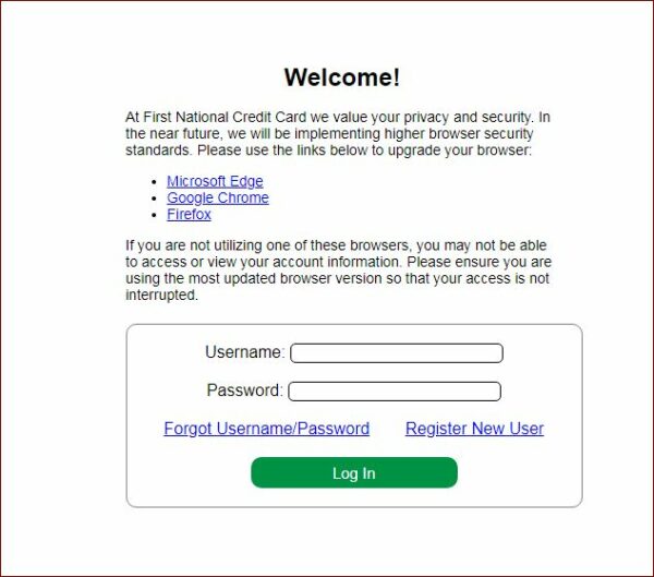 How to Log In to Your First National Credit Card Account