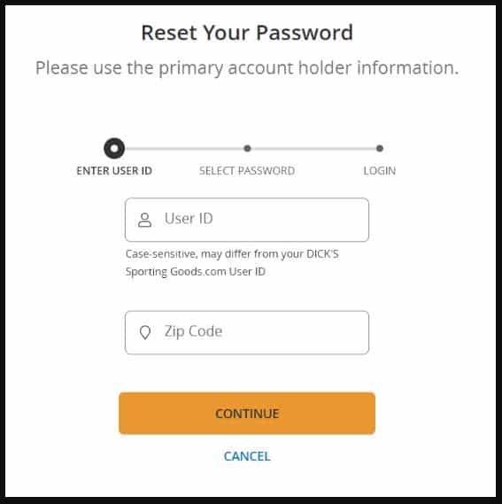 Reset Your Dicks Credit Card Login Password.