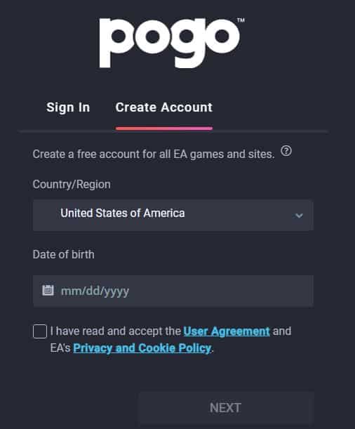 Method to register on Pogo